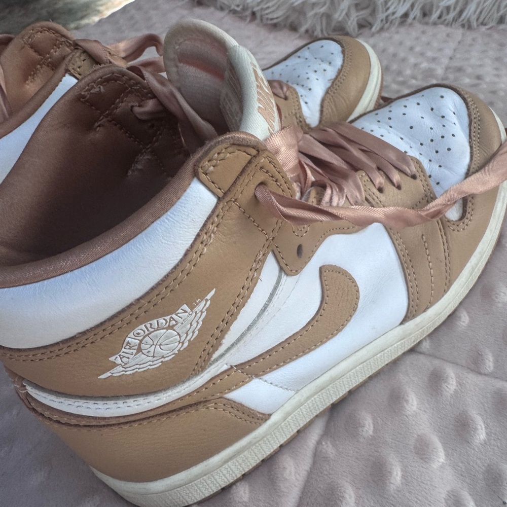 Nike Air Jordan High-Top Sneakers in White and Tan